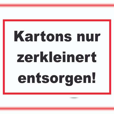 HB-Druck Kartons nur zerkleinert entsorgen Schild A1 (594x841mm)