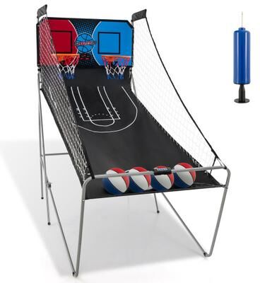 Costway Dual Shot Basketball Arcade Game with 8 Game Modes and 4 Balls-Red