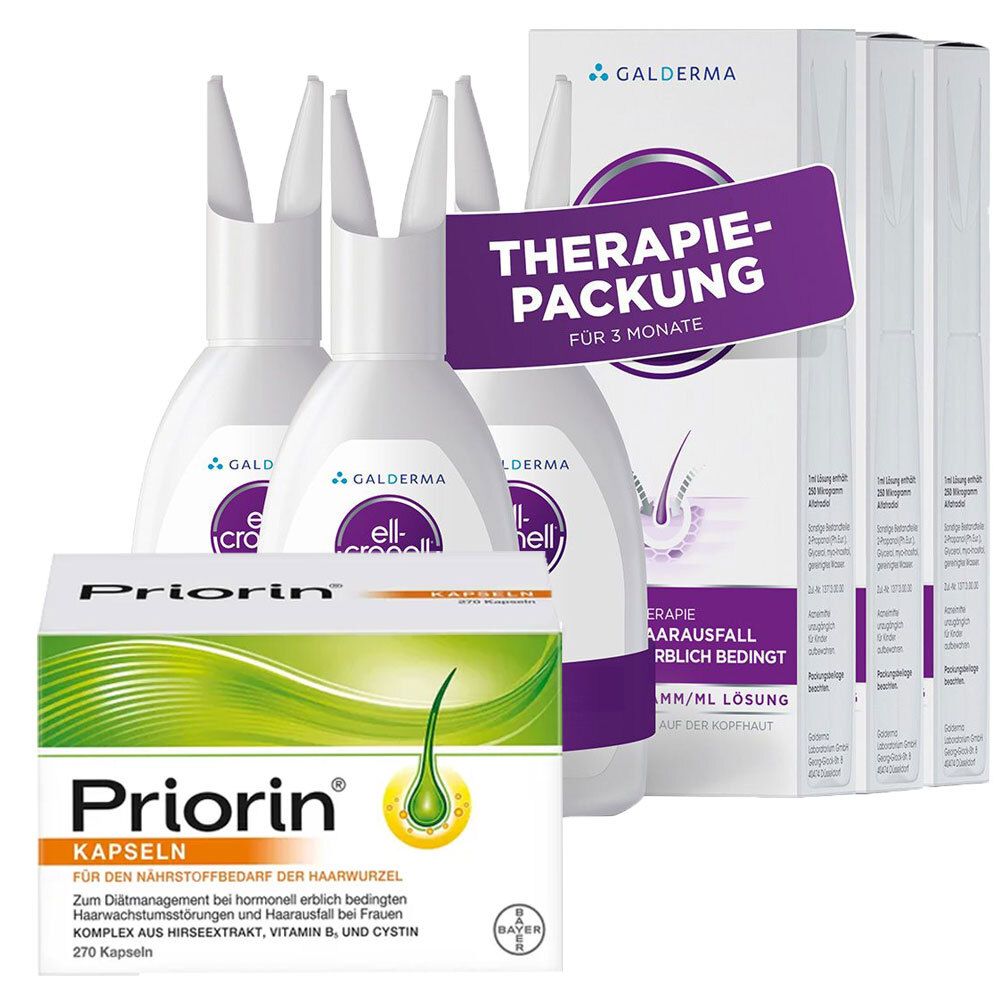 Priorin Kapseln 270 St. Ell-Cranell bei hormonell-erblich bedingten Haarausfall 3x200 ml 1 St Set