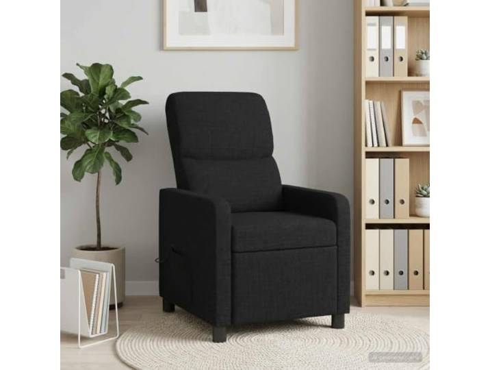 Massage Relaxsessel Schwarz Polyester Fernsehsessel mit Fernbedienung,Neigung 115°-160°,Schaum-Faser-Füllung,Polyester