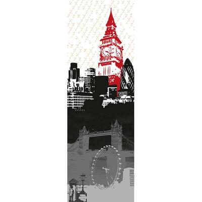 Fototapete ARCHITECTS PAPER "London", rot (grau, rot, schwarz), B:1m L:2,8m, Vlies, Tapeten, Grafik Tapete London Panel Grau Schwarz Weiß Rot 1,00m x 2,80m