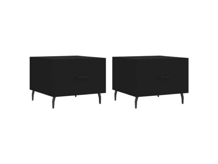 GHVBNMF Couchtisch 2er Set Schwarz 50x50x40 cm Wohnzimmertisch Funktioneller Beistelltisch mit Schublade fürs Wohnzimmer und Schlafzimmer. Stabile Metallbeine bieten sicheren Stand.