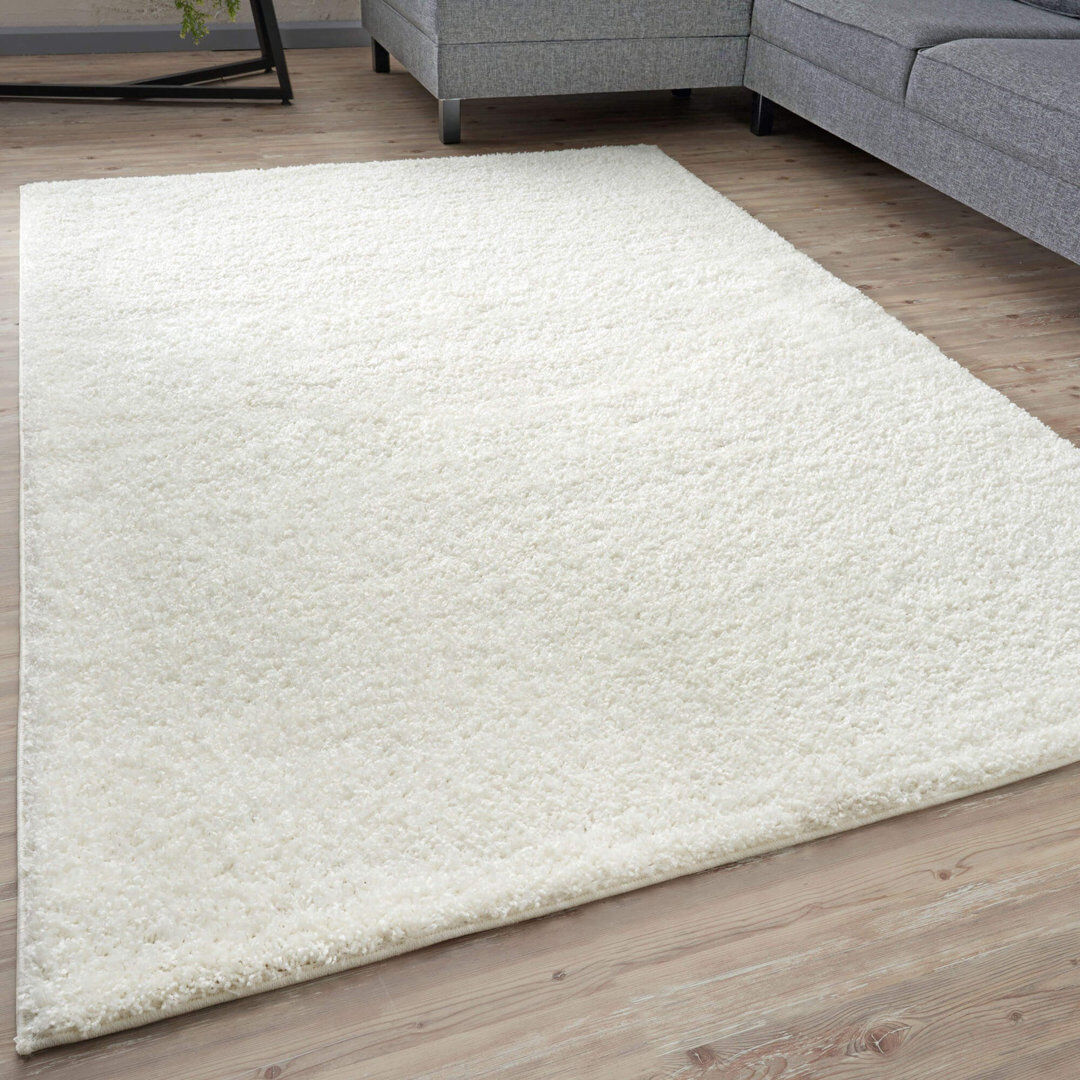 THE RUGS Myshaggy Collection Rugs Solid Design in White White Rectangle 140 x 200 cm