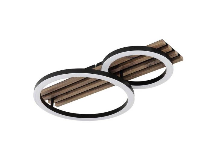 LED-Deckenleuchte Tisha L:48cm Schwarz Weiß Dunkelbraun