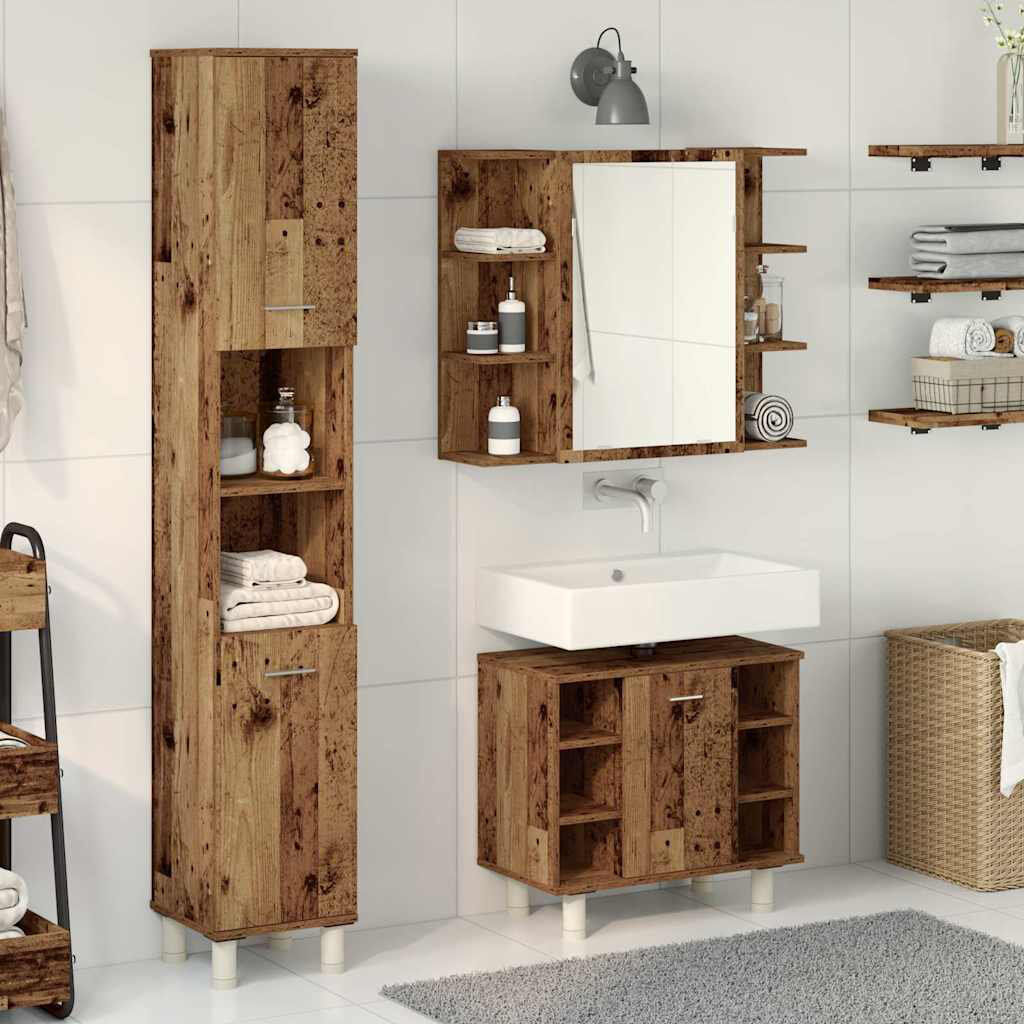 17 Stories Aslaug Bathroom Storage Furniture Set Old Wood 179cm H X 80cm W X 32cm D