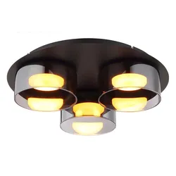 Deckenleuchte Deckenlampe Wohnzimmerlampe Aluminium schwarz Glas rauchfarben LED D 35 cm