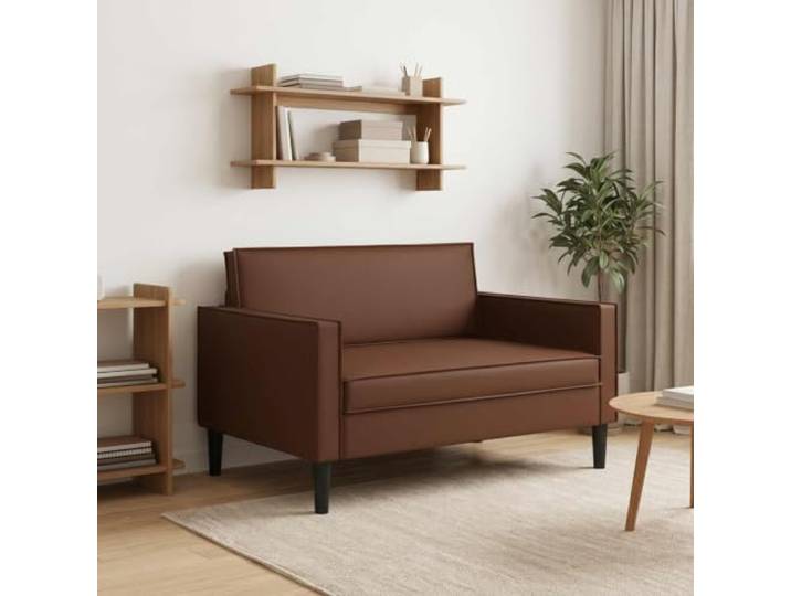 XXL-Sessel Braun Kunstleder Moderner Einzelsessel,stützende Armlehnen,Schaumstoffpolsterung,Hybridgestell,Holzwerkstoff und Metall,pflegeleicht