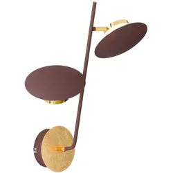 LED Wandleuchte Innen Spots verstellbar, Gold, 9 Watt 800 Lumen 3000 Kelvin, HxB 23x46 cm