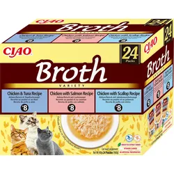 INABA Ciao Broth - Katzenfutterzusatzbrühe mit Huhn, Lachs, Thunfisch und Jakobsmuschel 24x40g