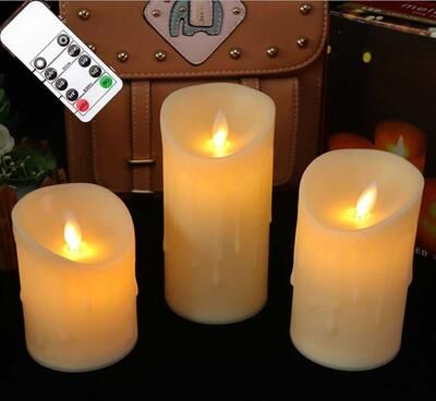 On Spot Shop Remote Control Moving Wick LED Decorative Candles, Battery Dancing Wedding Pillar Candles With Realistic Flame type A