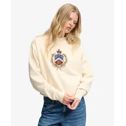 Superdry für Damen. W2012721A Beige lockeres Sweatshirt mit Wappen (M), Lässig, Baumwolle, Langarm