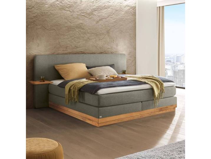 Boxspringbett Jorun Webstoff 160x200cm TTF-Box Härtegrad: H3 Grün modern, Mit abnehmbarem Bezug