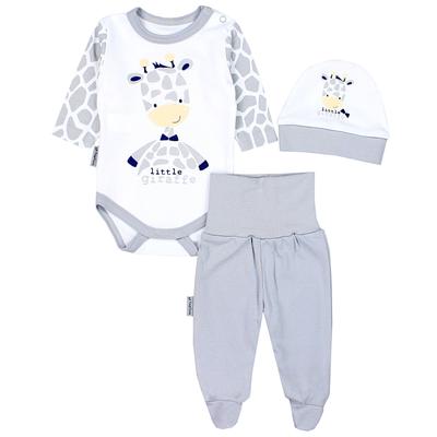 Langarmbody TUPTAM "Set Baby Bekleidungsset Langarmbody Hose Mütze3 teilig", Jungen, Gr. 74, N-Gr, orange (giraffe), Obermaterial: 100% Baumwolle CO., Bodys