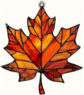 Uplift Essentials Thanksgiving Acrylic Maple Leaf Light Catcher yellow