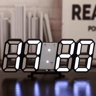 Uplift Curations 3D LED Digital Wall Clock With Night Mode Modern Glow LED Wall Decor & Adjustable Desk Clock 4