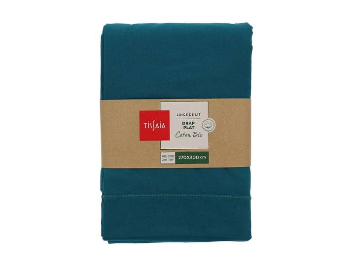 Drap plat uni 270x300 Cm émeraude TISSAIA