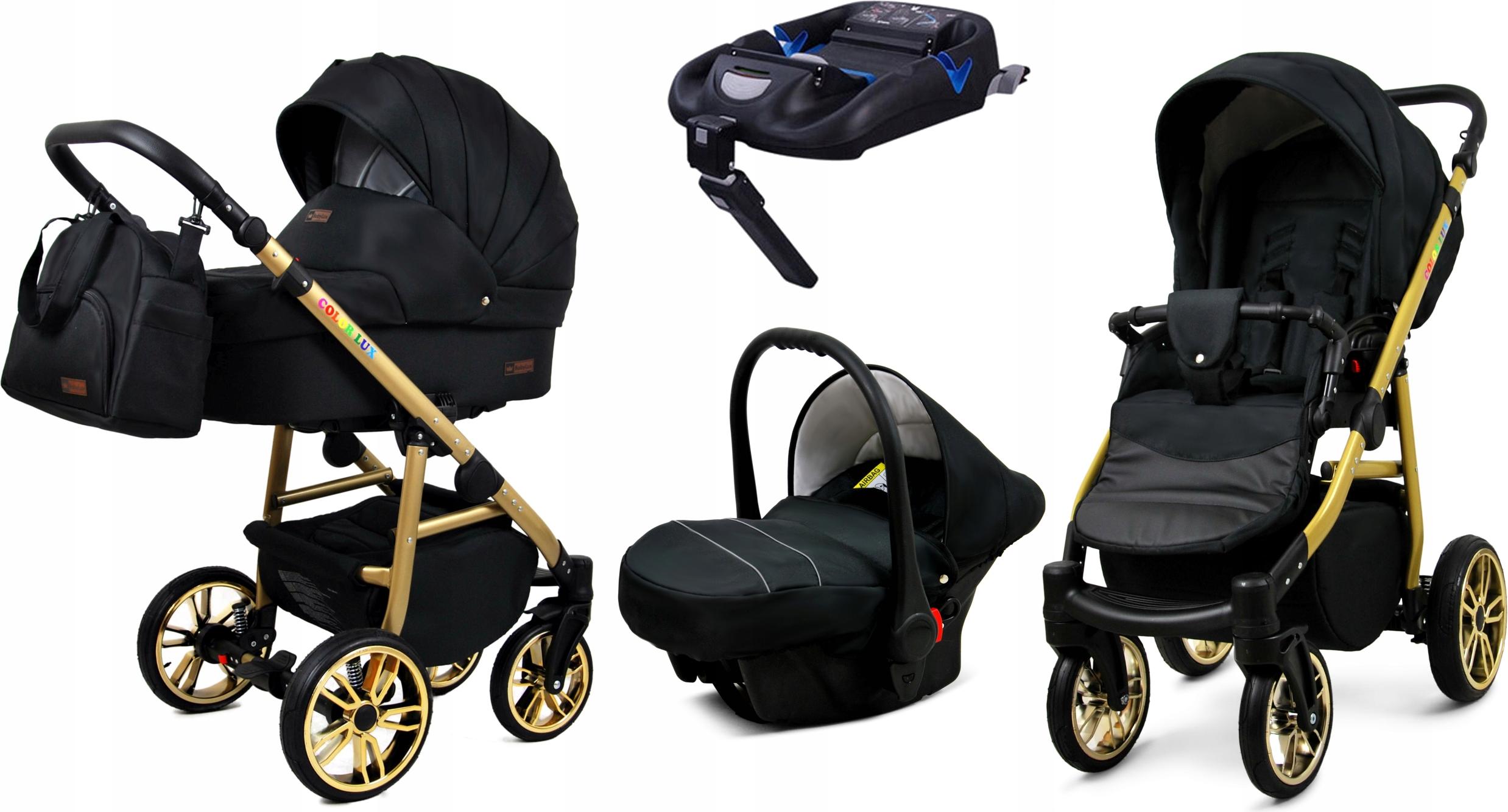 BabyLux Color Lux | 4in1 Kinderwagen Set | Onyx | Kombikinderwagen | Kinderwagenset | Isofix-Ba