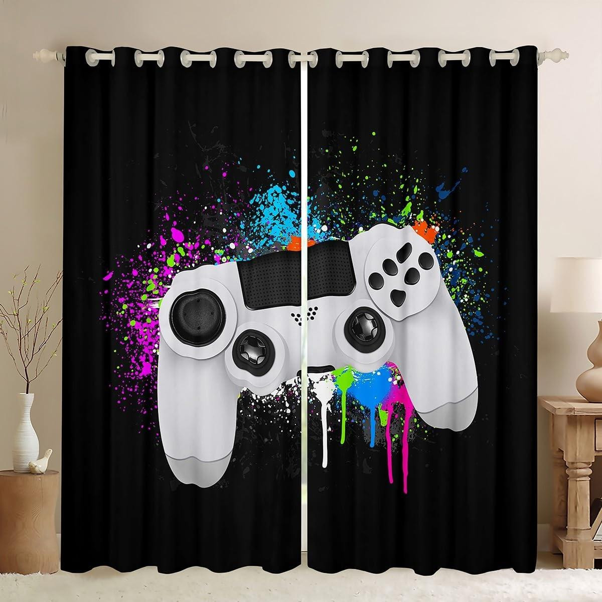 Verduisterende kindergordijnen met video game controller print
