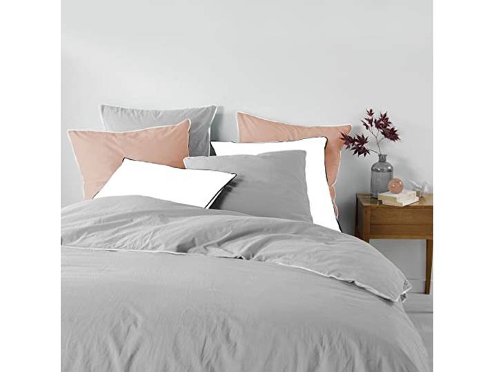 Parure de lit 1644234 Douceur d'intérieur\, Parure 3 pièces 240 x 220 Cm Gris\, 100% Coton\, Linette