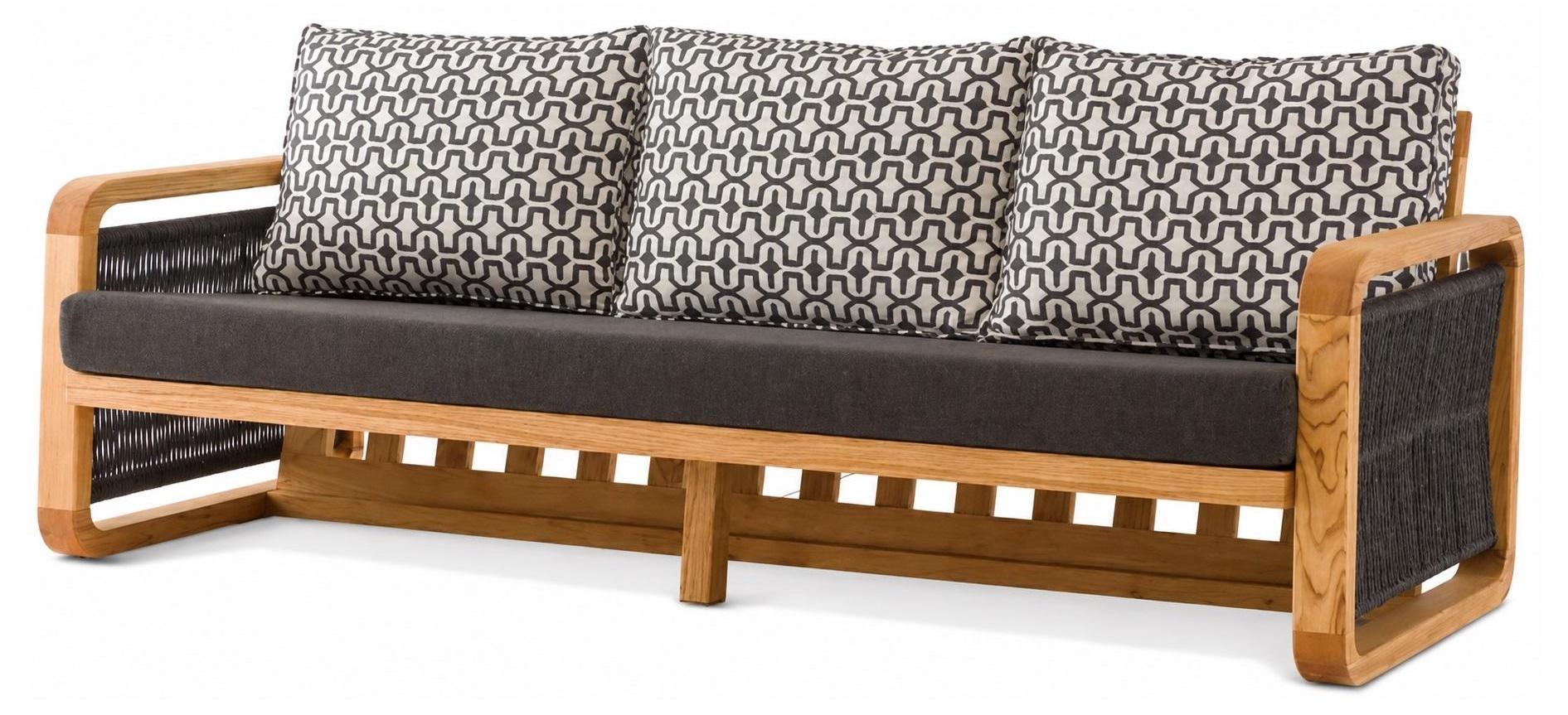 Gartensofa 3-Sitzer Modern Schwarz Kissen Komfort Elegant Weich