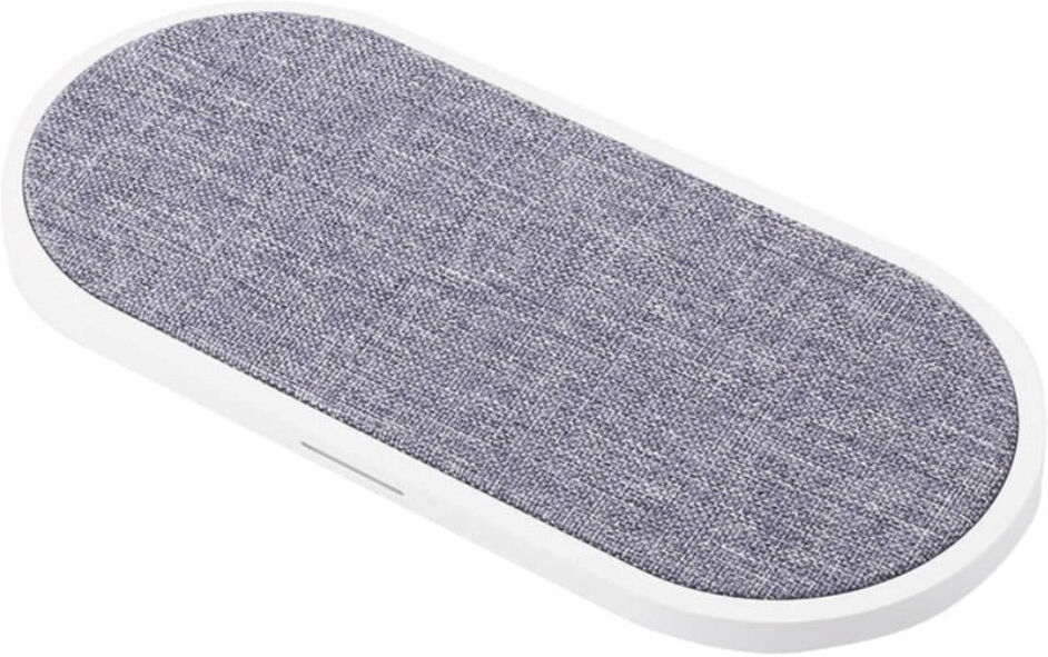 GEAR Trådløs Oplader 20W m. Tekstil - 2 x 10W - Hvid / Grå