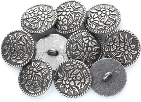 buttinette Trachtenknöpfe "Edelweiß rund", Größe: 20 x 20 mm, Inhalt: 10 Stück