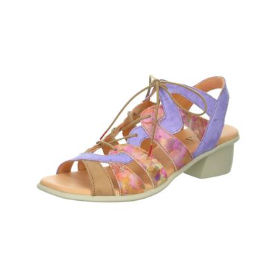 Riemchensandale THINK "Think Sandalen Leder", Damen, Gr. 39, bunt (violett), Leder, Schuhe Riemchensandale