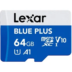 microSDXC Blue Plus UHS-I  64 GB V30 Read 100MB/s mit SD Adapter
