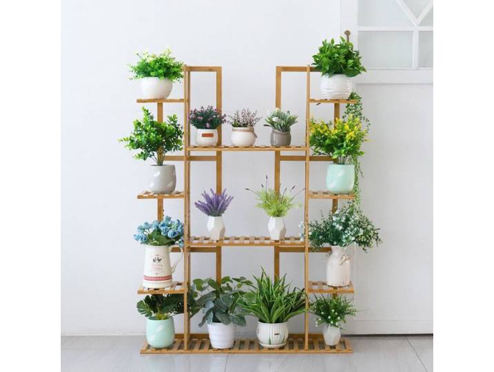 Porte Plantes en Bambou - Étagère à Fleurs à 6 Niveaux - Support pour Pot de Fleur 89x19.5x121cm pour Salon Balcon Terrasse