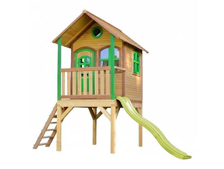 AXI Laura Spielhaus aus Holz in Braun & Grün mit Hellgrüner Rutsche