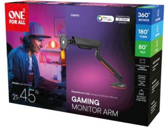 One For All - Support Écran Pc Écran 21/45'' Noir Rgb Inclinable