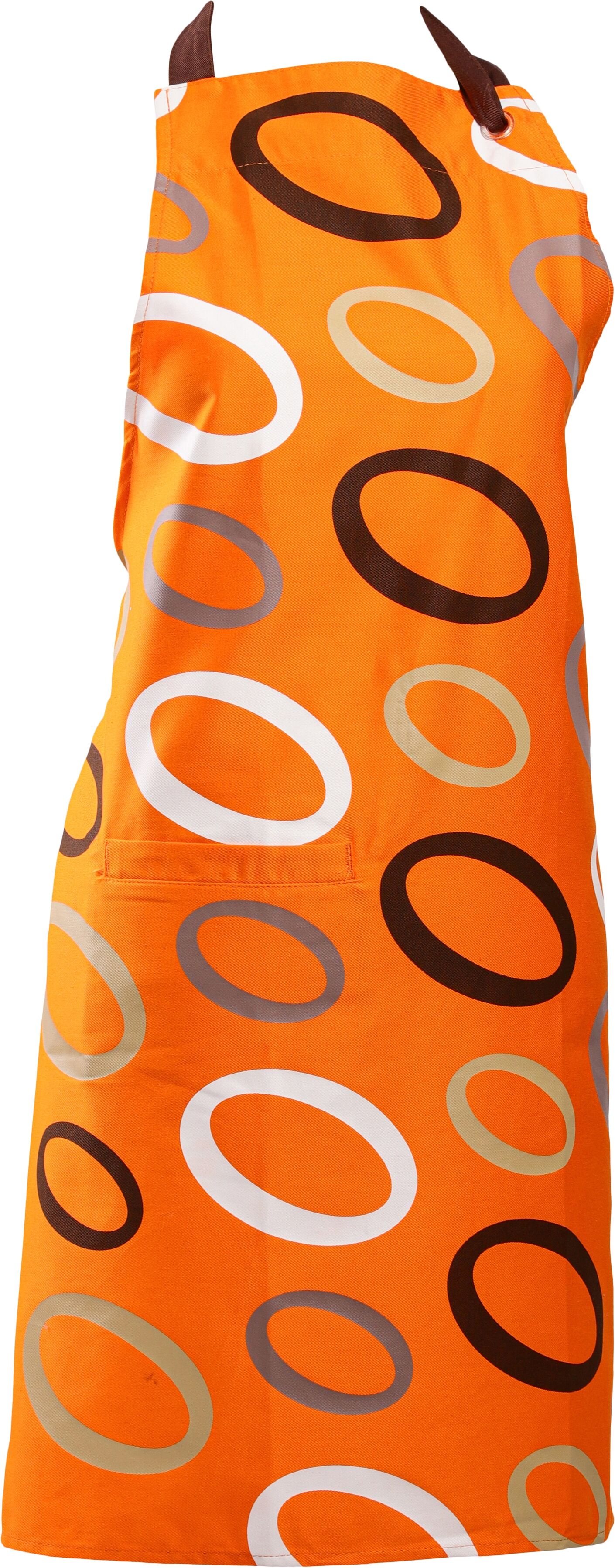 Kochschürze BUGATTI "Ellipse", orange (orange, braun, natur, weiß), B:80cm L:85cm, Baumwolle, Schürzen, Kochschürze orange, braun, natur, weiß B/L: 80cm x 85cm