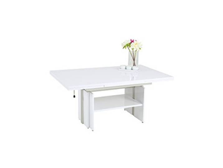 Funktionscouchtisch Julius, Holzwerkstoff hgl weiߟ, ausziehbar+ höhenverstellbarmit Lift, 110-177x68x53-69 cm