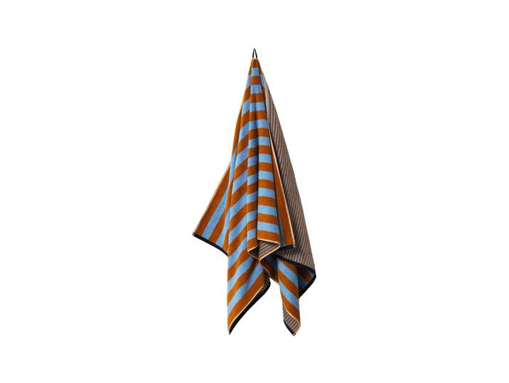 Badetücher HERZBACH HOME Good Vibes , braun (braun, blau), 3 Stk., Obermaterial: 100% Baumwolle CO., Handtücher, Badetücher, 550g/m², Premium-Qualität, 100% Baumwolle