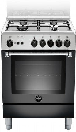 Ⓜ️🔵🔵🔵 LA GERMANIA AMN664GNEV/24 - Cucina, 4 Fuochi Gas, Forno Gas Ventilato, Nero Opaco