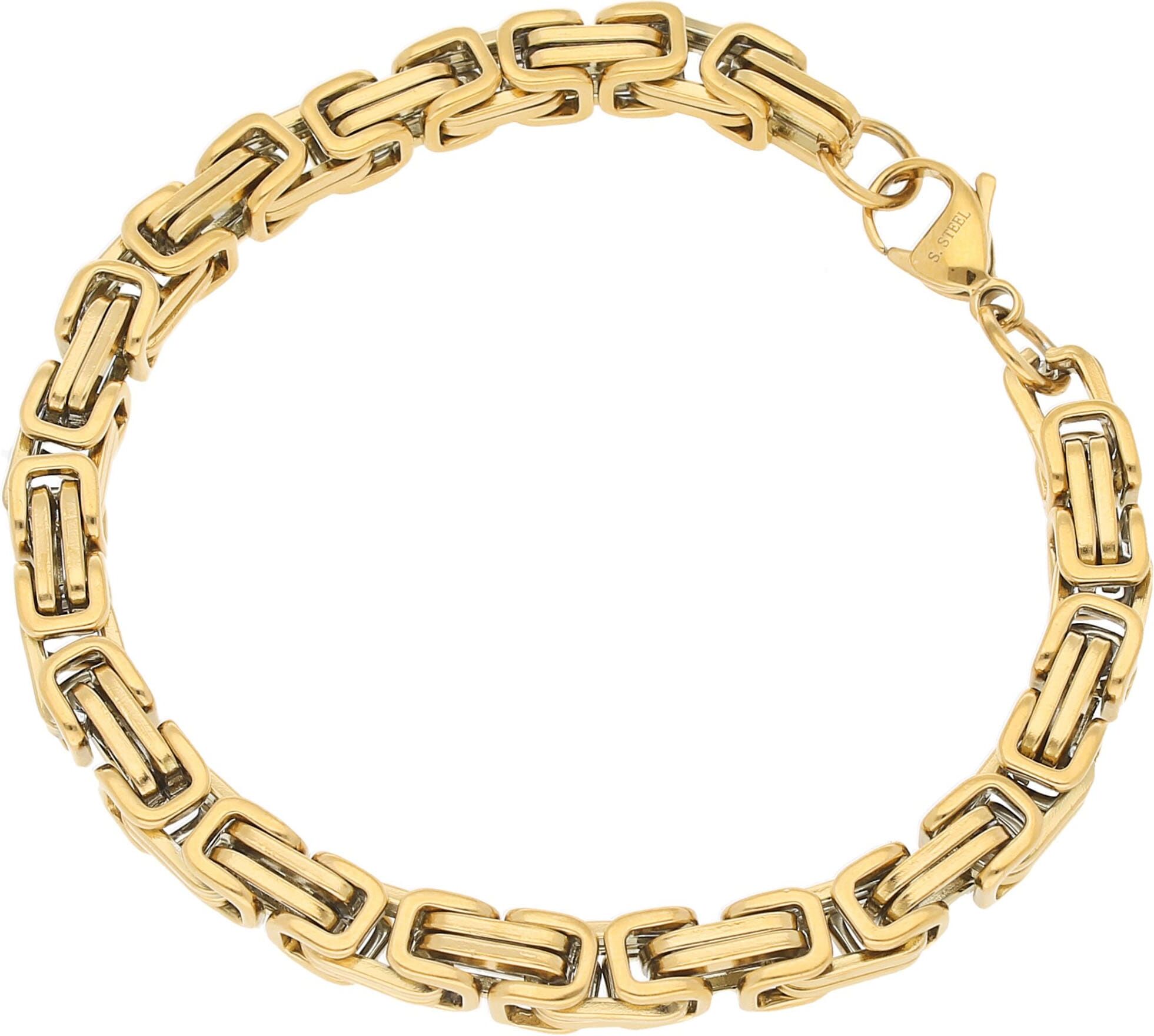 Edelstahlarmband FIRETTI "Schmuck Geschenk Königskettengliederung, 6,7 mm" Gr. 21, gold (gelbgoldfarben), Armbänder, Herren, 21, Edelstahl, Edelstahlarmband gelbgoldfarben 21, Edelstahl