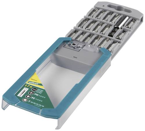 Wolfcraft 8633000 Bit-Set 17teilig Schlitz, Kreuzschlitz Phillips, Kreuzschlitz Pozidriv, Innen-Sechsrund (TX)
