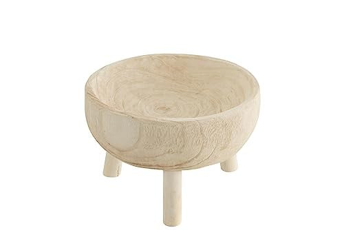 J-Line Schaal op Tripod van Paulownia Hout - Wit