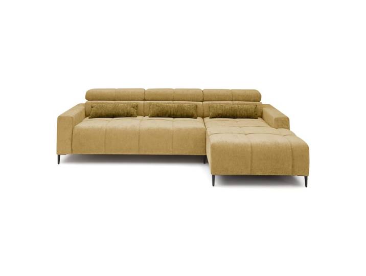 Trendstore Hilaria Ecksofa inkl. Kopfteilverstellung und Sitztiefenverstellung - Flow senfgelb - rechts Großzügiges Sofa in modernem Design, bequem gepolstert, mit komfortablen Funktionen automatische Sitztiefenverstellung, manuelle Kopfteilverstellung Modern