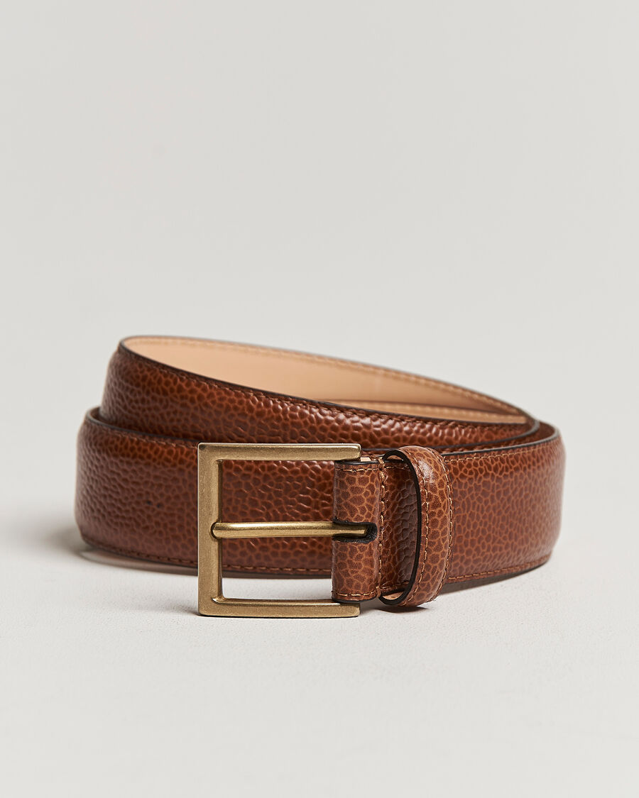 Crockett & Jones Belt 3,5 cm Tan Grained Calf men W34-85cm Brun