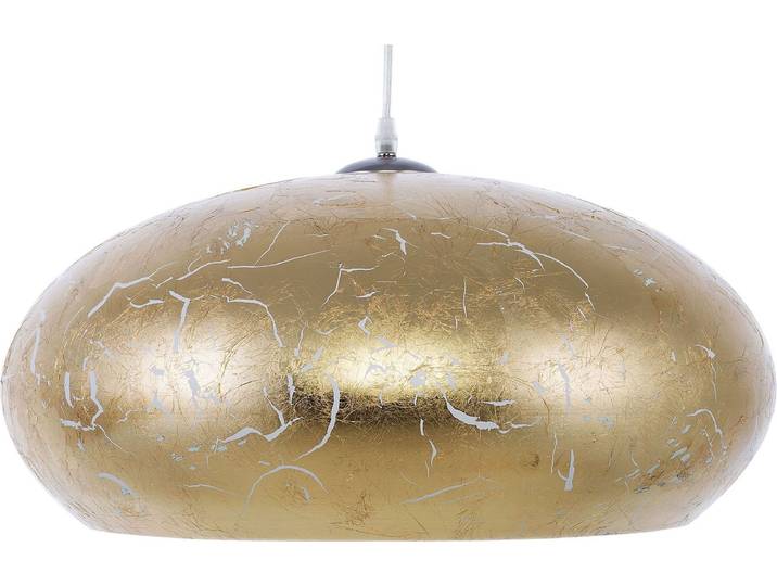 BELIANI Hängeleuchte Gold Metall runder Schirm in Blattgold-Optik Moderner Stil