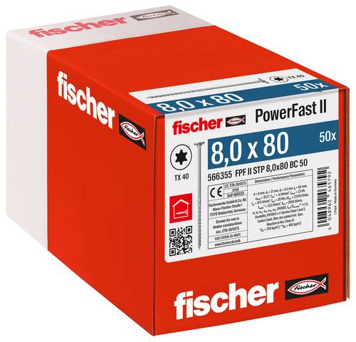 Holzbauschrauben PowerFast II Stufensenkkopf mit Innenstern TX, gvz, blau passiviert, Teilgewinde 566355 Norm FPF II-STP