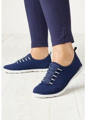 Women's The CV Sport Ariya Textured Knit Slip On Sneaker by Comfortview in Navy (Size 7 M)