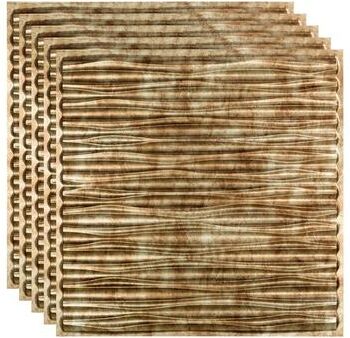 Fasade FASÄDE Dunes Decorative Vinyl 2ft x 2ft Lay in Ceiling Panel in Bermuda Bronze (5 Pack)