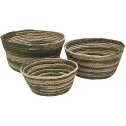 byRoom Körbchen S 3er Set Multi, Ø25 x 14cm, Ø22 x 12cm, Ø19 x 10cm, 3er Set, olivgrün