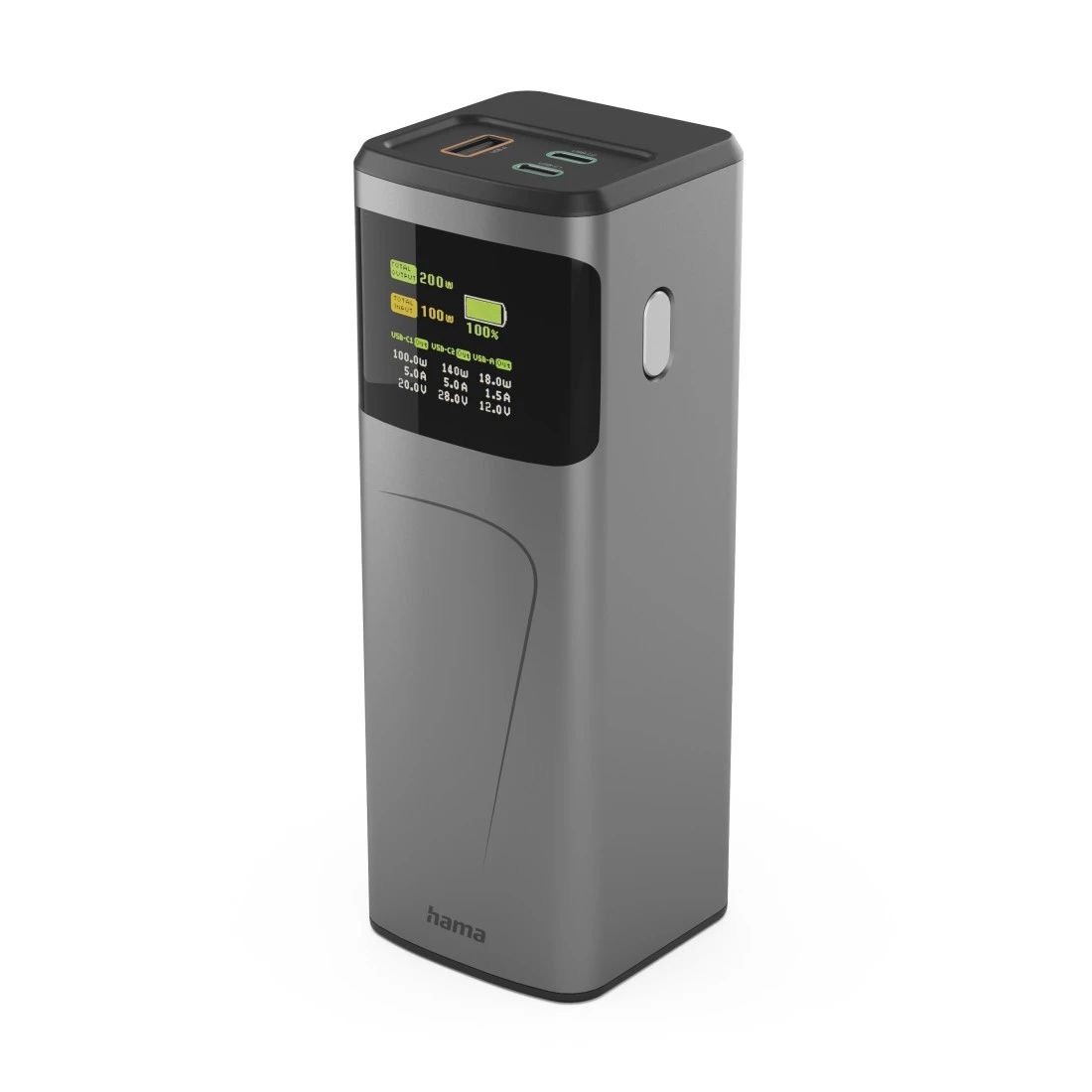 Hama 201743 Power Pack High Power 200W 24000 mAh Powerbank USB Typ-C (Grau) 00201743