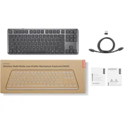 Lenovo Wireless Multi-Mode Mechanical Ke (DE, Kabelgebunden, Kabellos), Tastatur, Grau