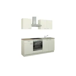 CUBO15 Küchenzeile mit Elektrogeräten   ¦ creme ¦ Maße (cm): B: 200