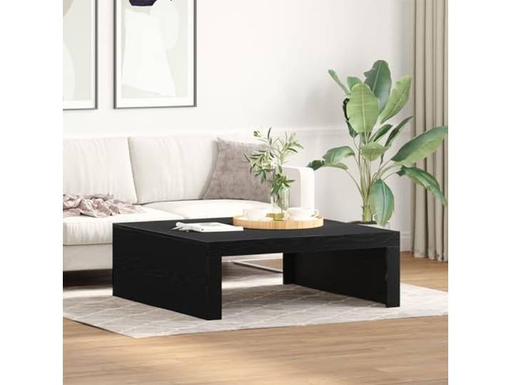 HEFZGDB Schwarzer Eichen-Couchtisch aus hochwertigem Holzwerkstoff 100 x 100 x 35 cm mit Matter Oberfläche und robuster Bauweise für Moderne Einrichtung und Wohnzimmergestaltung