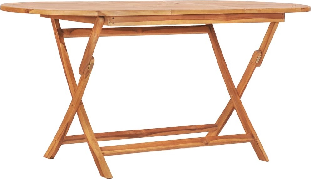 Gartentisch Klappbar, Esstisch für Innen- & Außenbereich, Massivholz Teak fein geschliffen unbehandelt, 160x80x75 cm, witterungsbeständig